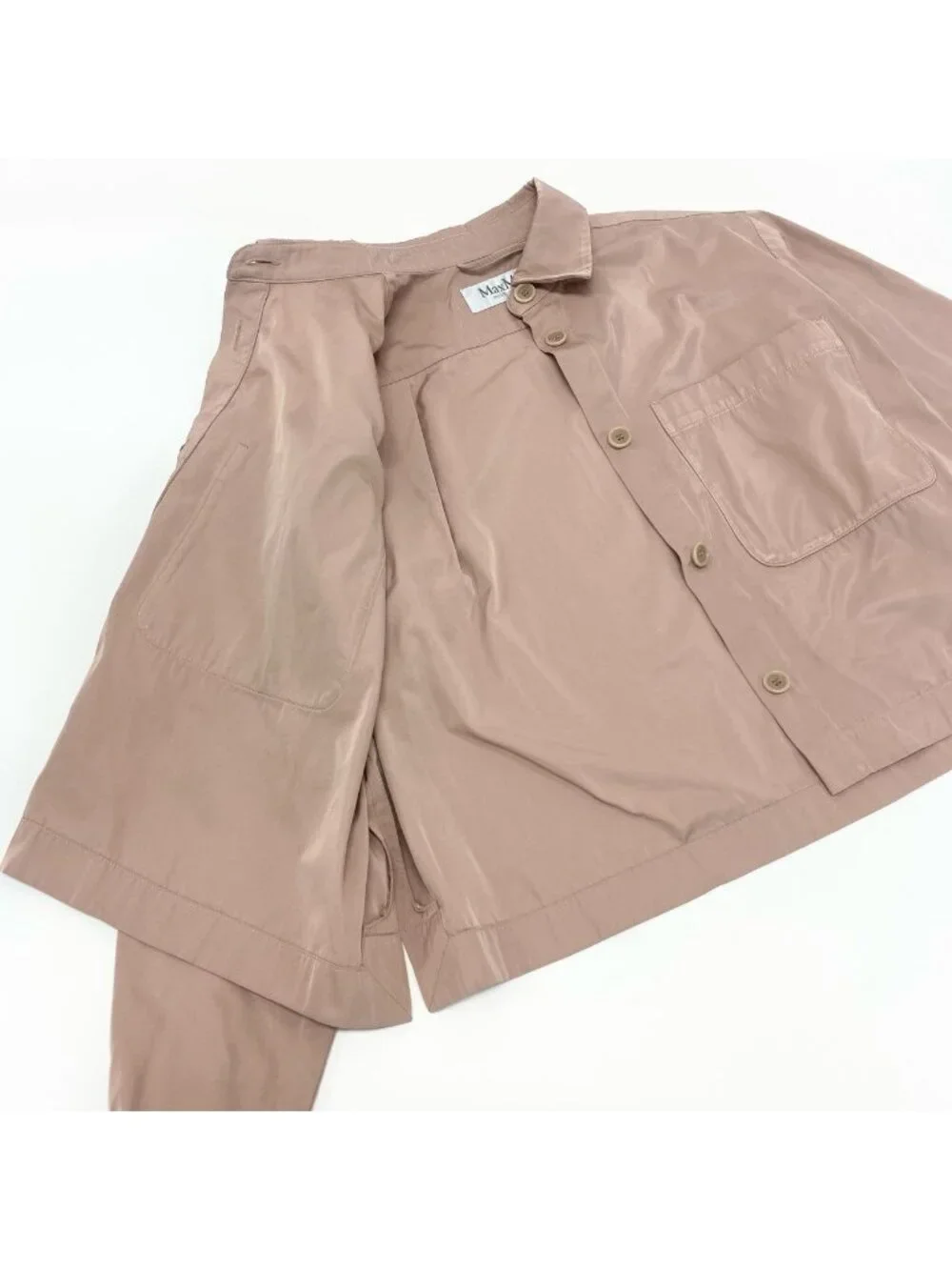 Max Mara Cropped Jacket Long Sleeve Shirt Chest Width Loose 40 Pink